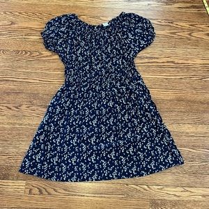 Navy blue floral gap dress size large off the shoulder or up